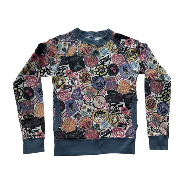 히스테릭 글래머 아카이브 알록달록 와펜 패치 프린팅 맨투맨 스웻셔츠