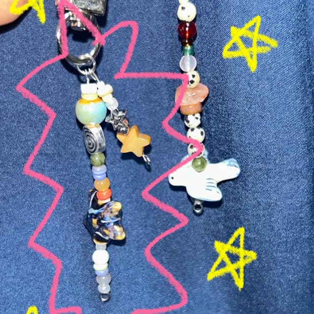 빈티지 비즈 별 키링 / vintage star keyring