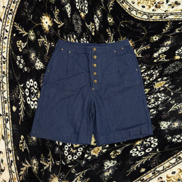 [2]아노니모아노니마 리벳 디테일 자카드 데님 쇼츠 인디고