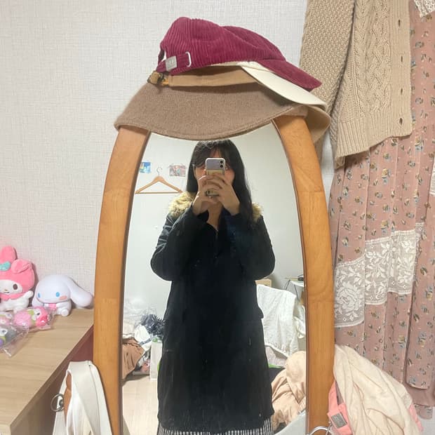 빈티지 퍼 카라 솔리드 야상 점퍼