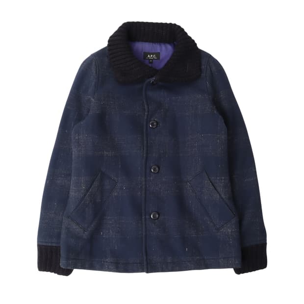 아페쎄 jp 체크 울 버튼 코트 자켓