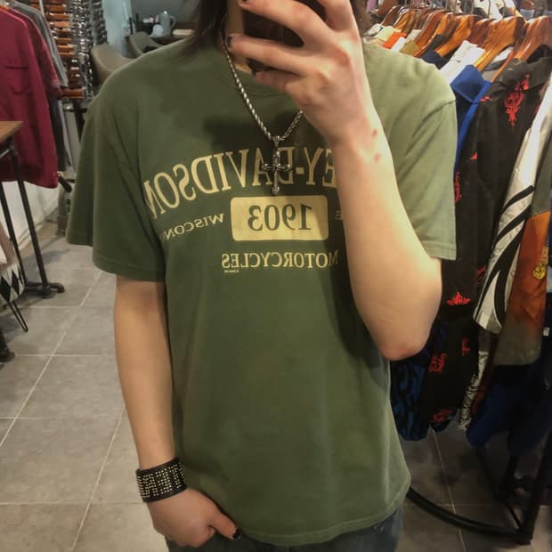 [NO.9] 할리데이비슨 y2k 올리브 반팔 티셔츠