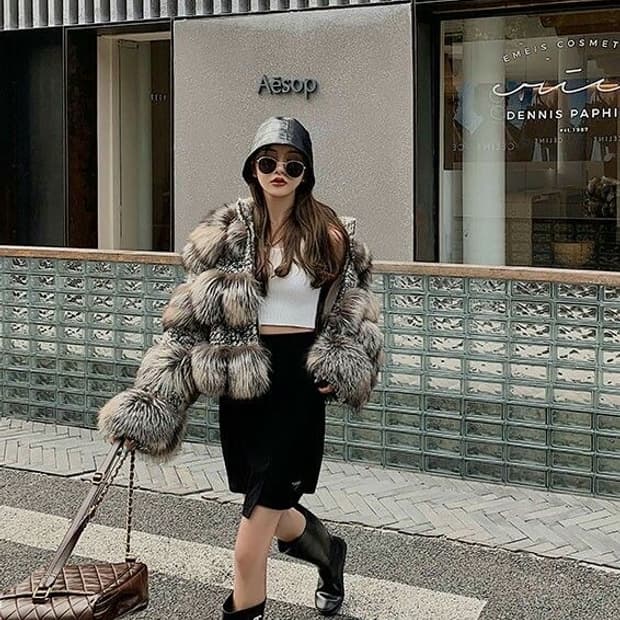 샤넬 런웨이 폭스퍼 자켓