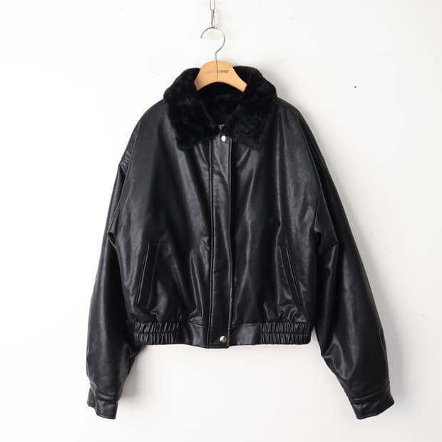 55/블랙업 크레시 퍼 레더 블루종