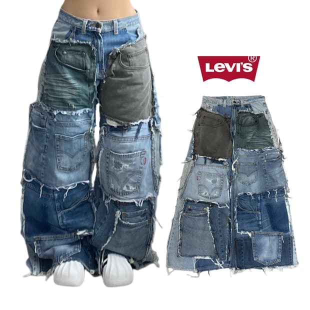 리바이스 리메이크 부츠컷 와이드 데님팬츠 