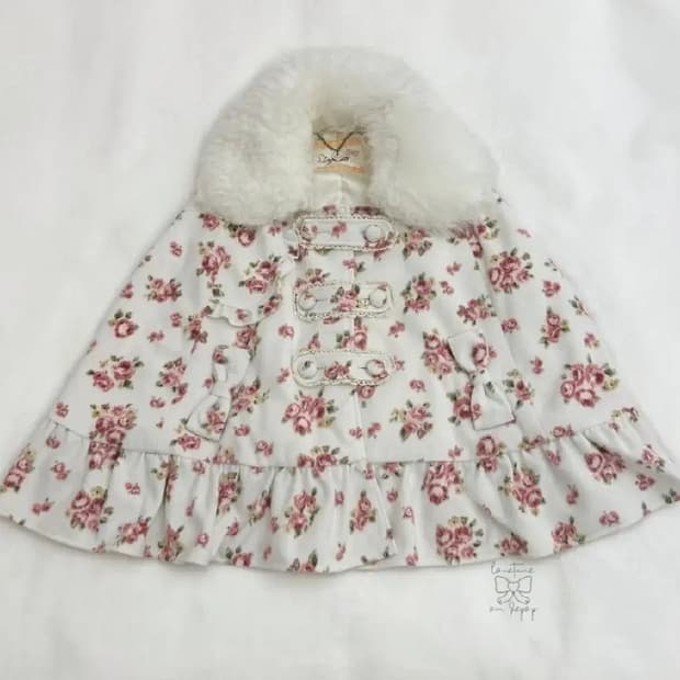 고전 리즈리사 리즈메로 플라워 판초 케이프 로걀 빈티지 모리 갸루 핀터