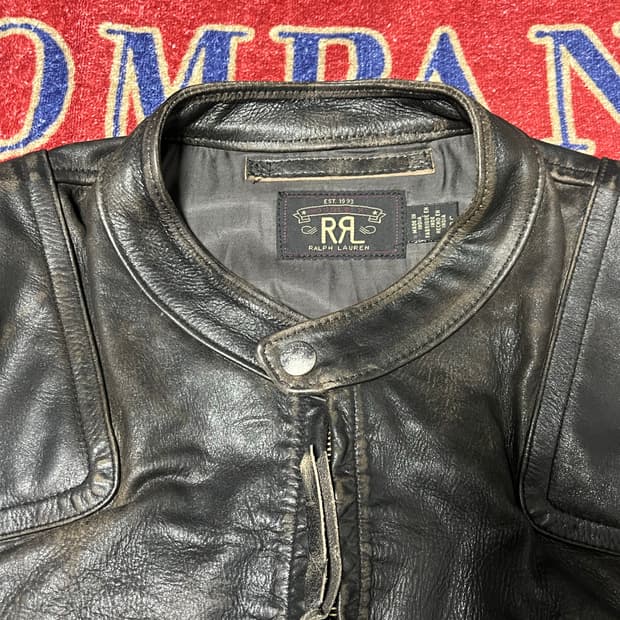 RRL 레더 모토 자켓 