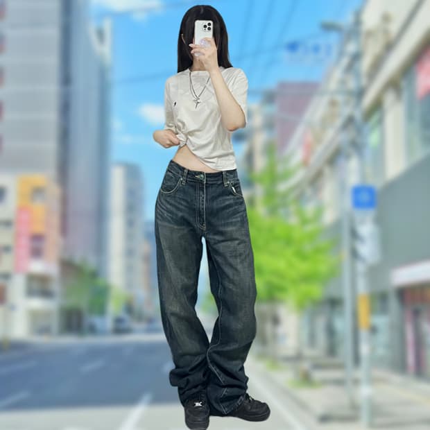 리바이스 오버사이즈 워싱 데님 팬츠
