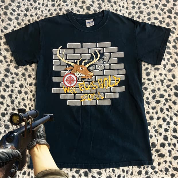 길단 GILDAN 사의 Moose 사슴 티셔츠 여성 S 구제 빈티지