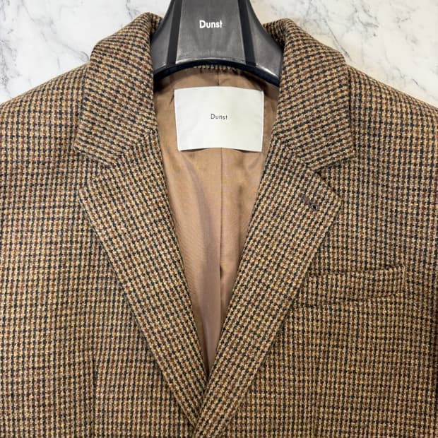 던스트 투버튼 울 블레이저 브라운체크 L