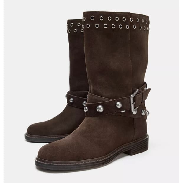 ZARA 자라 스터드 스웨이드 앵클부츠 3899610700 서지수25fw