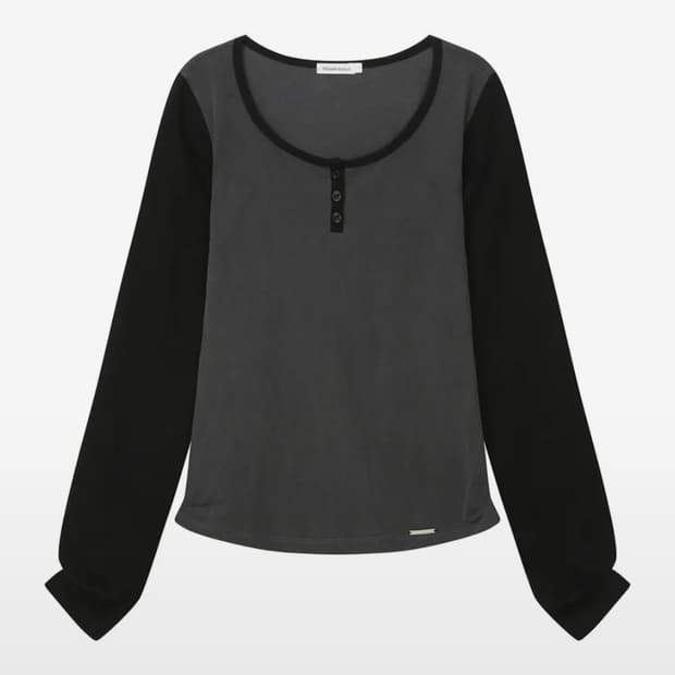 미세키서울 Henley neck long sleeves CHARCOAL