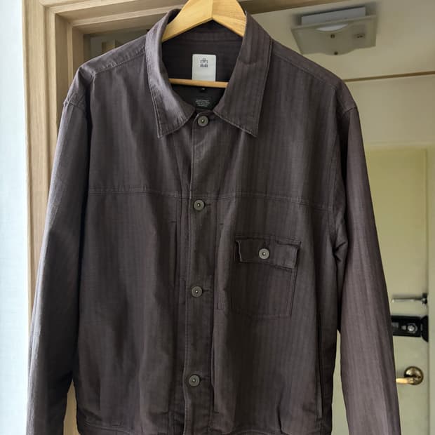 (4) 폴리테루 라이트 트러커자켓 스트라이프드 퍼플