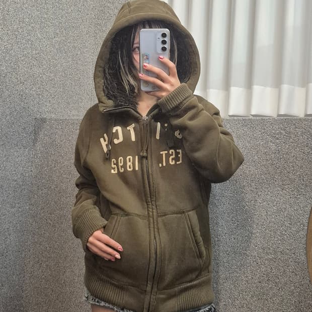 ABERCROMBIE KHAKI HOODIE ZIPUP 