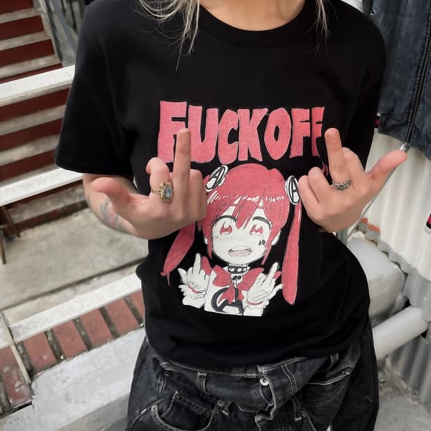 준 이나가와 Fuck off 프린팅 티셔츠
