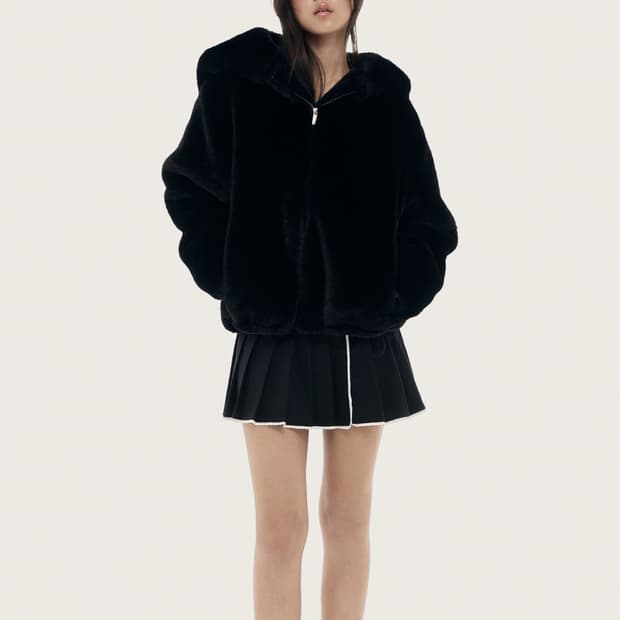 kleesier Peach pudding fur jacket, Black