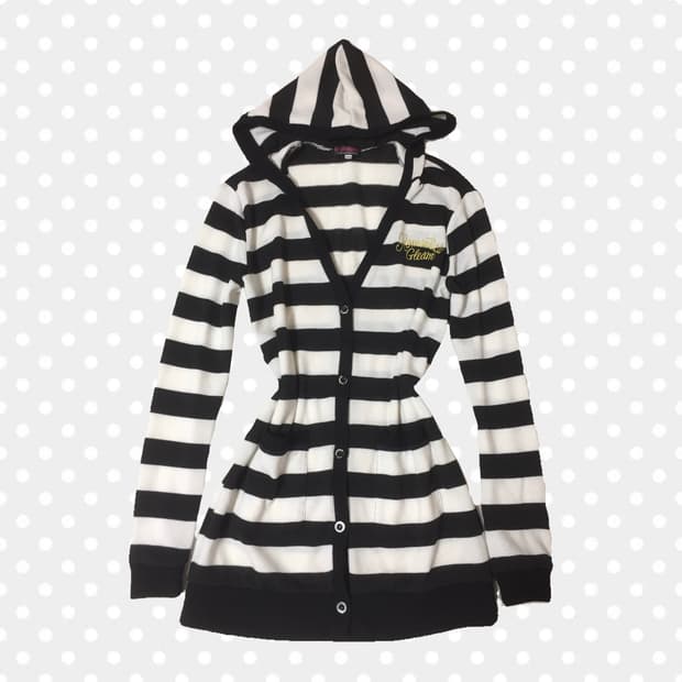 빈티지 갸루y2k펑크 스트라이프 후드집업