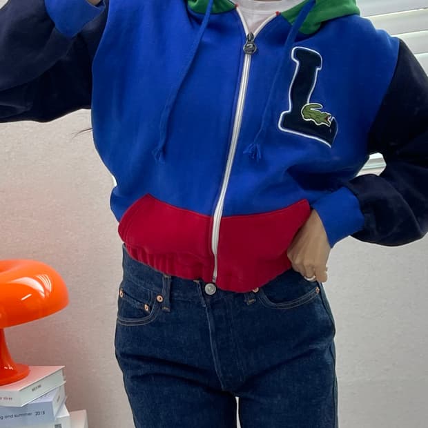 (WOMEN)라코스테 크롭 후드집업-M1478