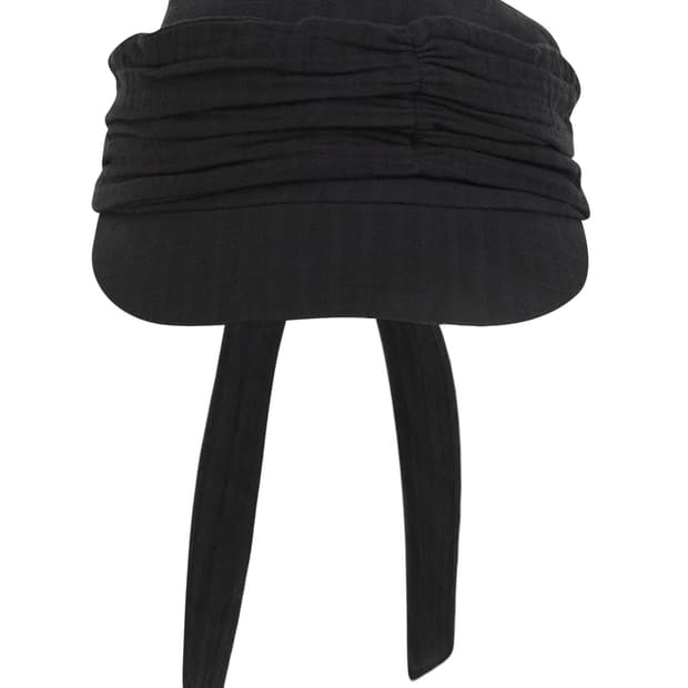 KNOT SHIRRING CAP BLACK
