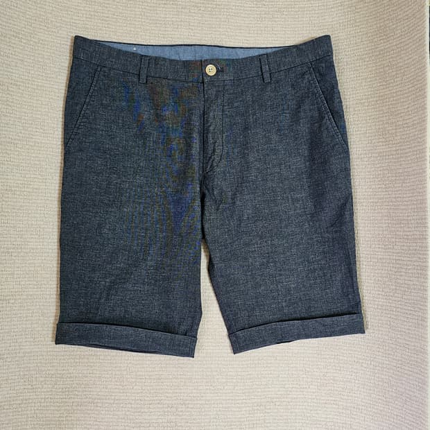 헤지스  천연면  시원한재질 그레이잔체크  롤업반바지33인치 