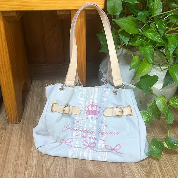 빈티지 하늘색 토트백 가방 히메갸루 오네갸루 로걀 헤이세이 고딕 페어리