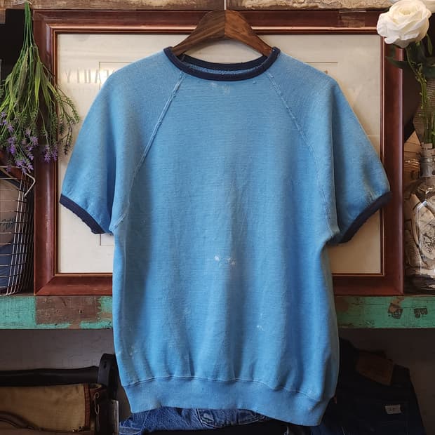 90s 빈티지 반팔 스웻셔츠 빈티지 링거티 플레인 스웻셔츠 블루 L