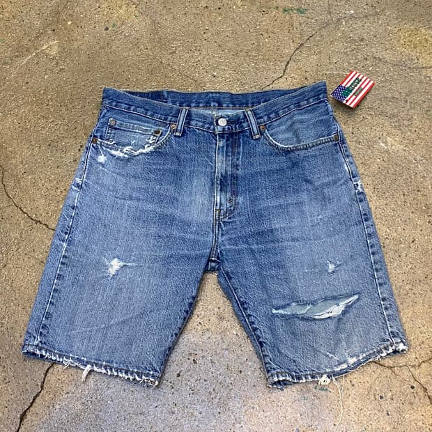 미국 빈티지 리바이스 505 찢청 연청바지 34