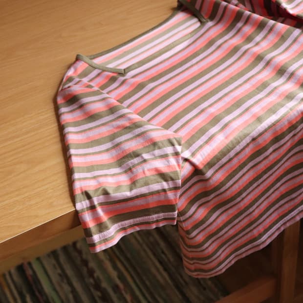 Stripe Square Neck Half T Shirt