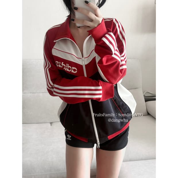 아디다스 일본 버건디 레드 투웨이 져지