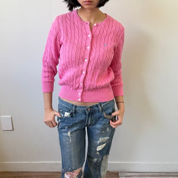 폴로 코튼 가디건