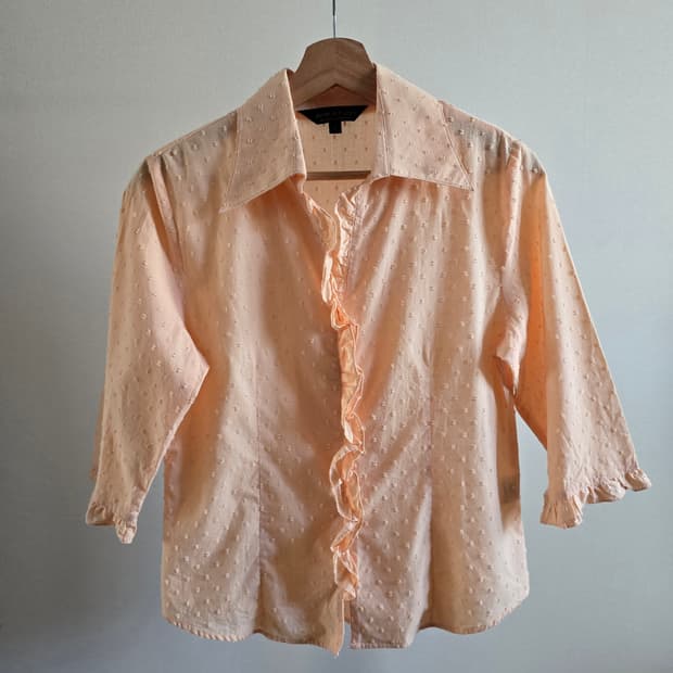 MON MA MES Dobby Ruffle Blouse