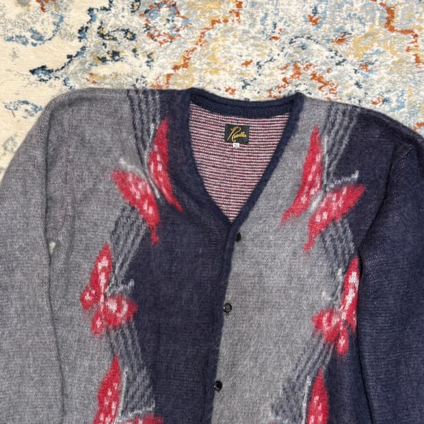 니들스 모헤어 빠삐용 가디건 그레이 xl