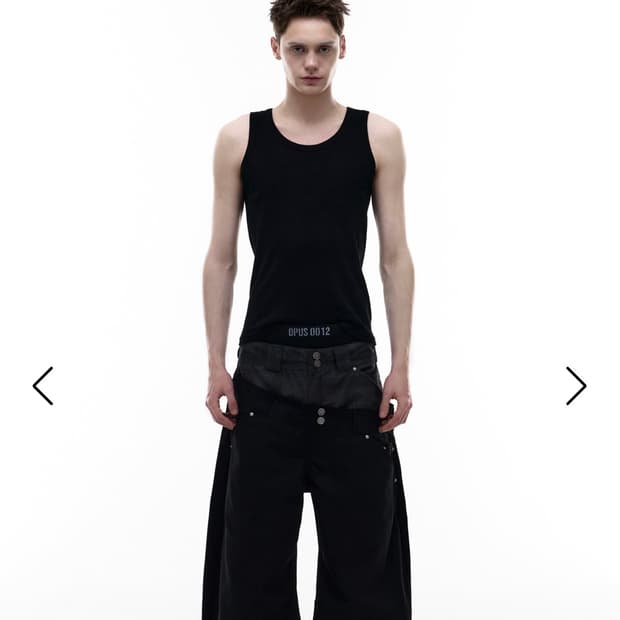 opus0012 DUAL OBLIQUE COTTON PANTS BLACK