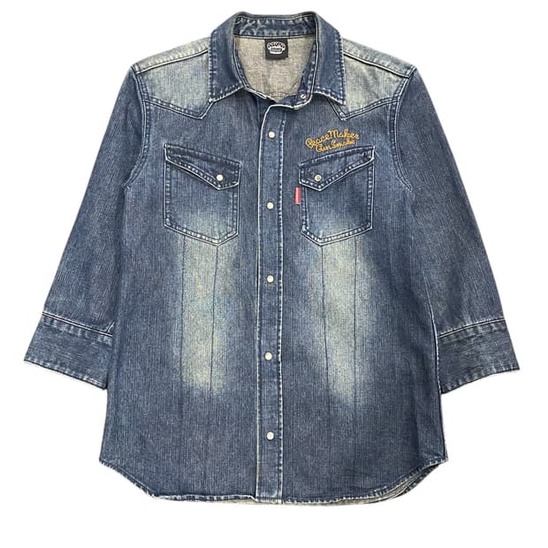 Japanese vtg 자수 디테일 워싱 웨스턴 데님셔츠