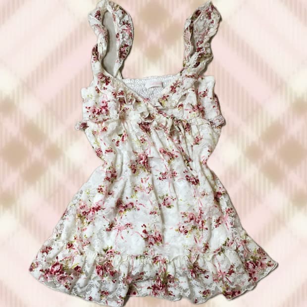 리즈리사 고전 플로럴 꽃 캐미솔 원피스 히메 갸루 러블리