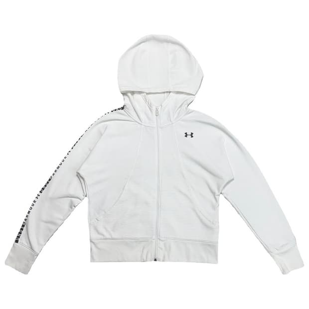 언더아머 기모 크롭 후드집업 화이트 여성용 XL