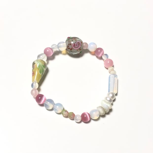 램프 장미 비즈팔찌