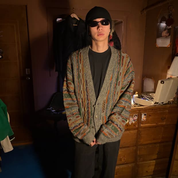 GEOCU WOOL GREY CABLE KNIT CARDIGAN