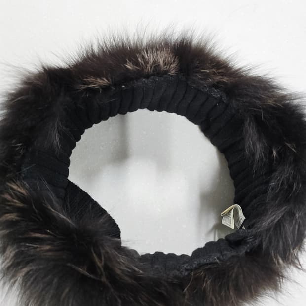 KL by lynn 갈색 니트 폭스 퍼 넥밴드