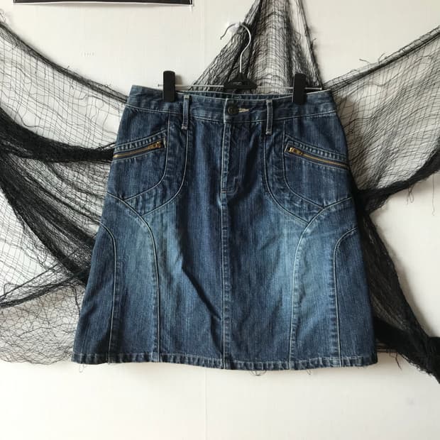 Basic A-line denim midi skirt 