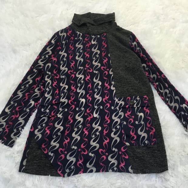 빈티지 퍼플 차콜 패턴 폴라 니트 y2k 스트릿 갸루 펑키 일본빈티지7