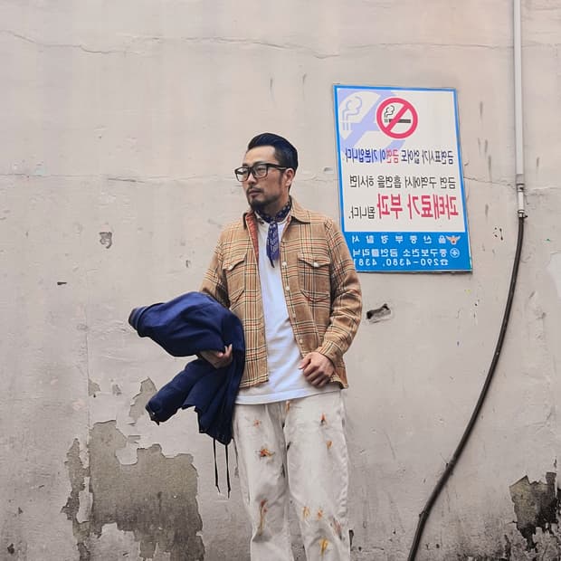 더블알엘 더티 워싱 화이트 데님 팬츠