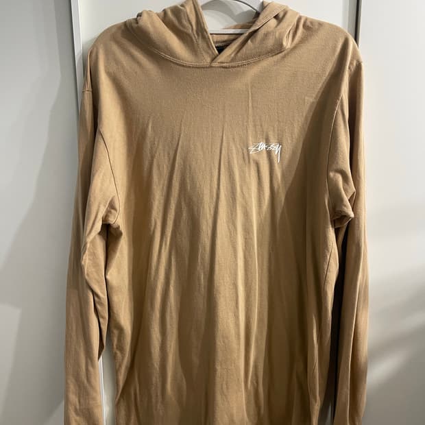 스투시 샌드 베이지 브라운 슬리브 후드티 M