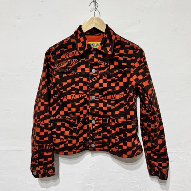 히스테릭글래머 체커보드 지브라 트러커 자켓 오렌지/블랙