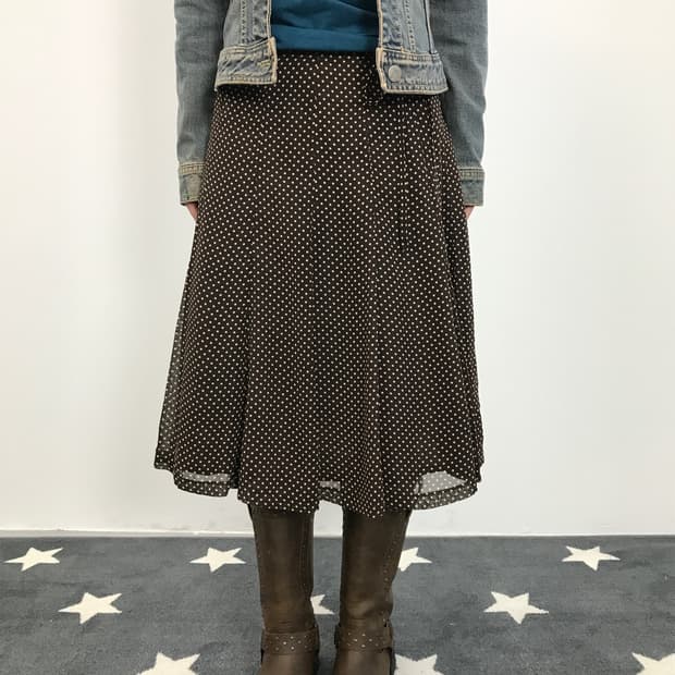 Jpn Brown Polka Dot Chiffon Skirt