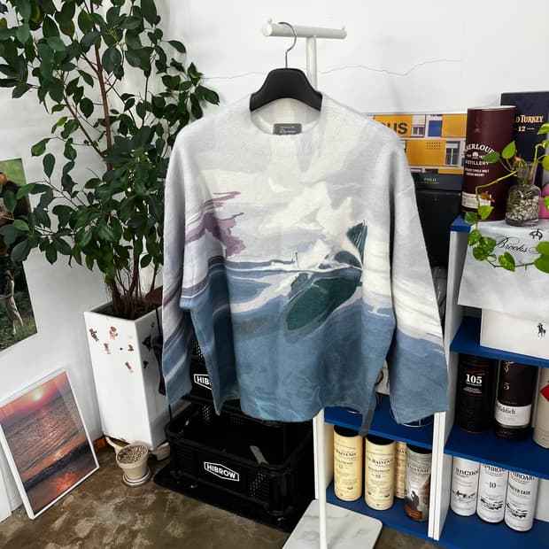 우마미즘 프린트 스웨터 L