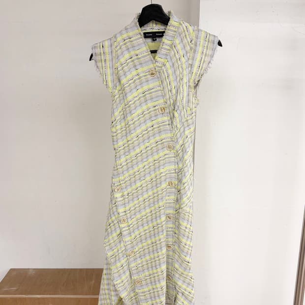 프로엔자 슐러 그레이 플래드 프린트 슬리브리스 롱 드레스 