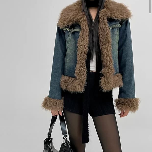 블랙업 데님 퍼자켓