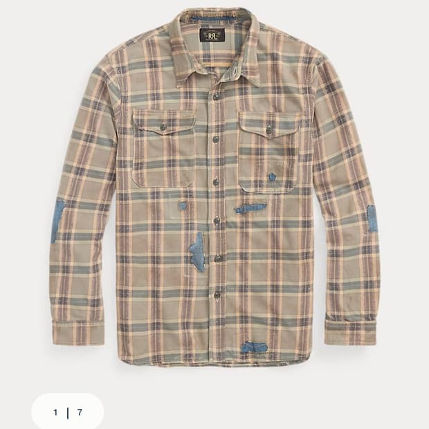 RRL 리페어 플래드 트윌 워크셔츠