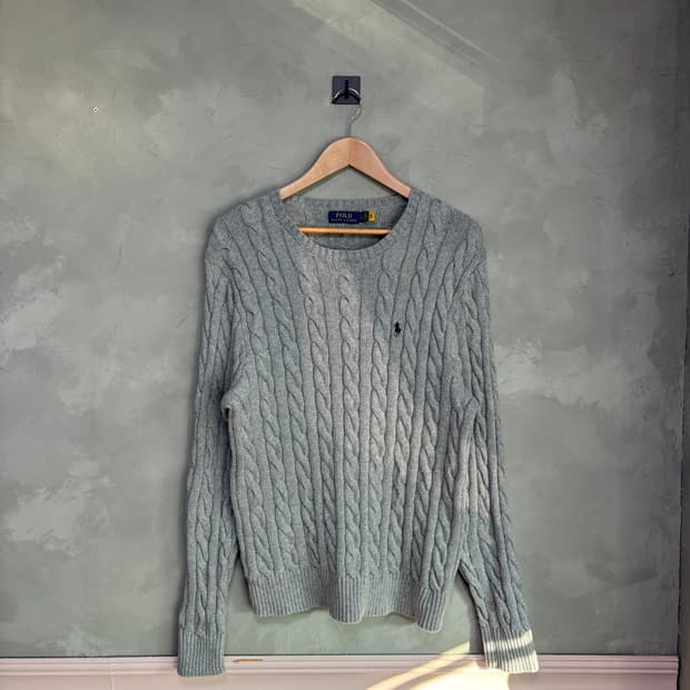 폴로 랄프로렌 꽈배기 니트 그레이